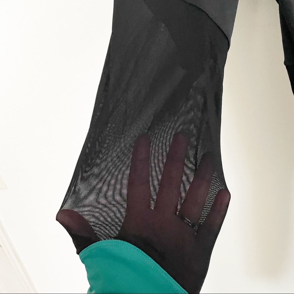 Feed Me Fight Me FMFM Black Green Mesh Color Block Leggings Size Small CrossFit - Picture 6 of 8